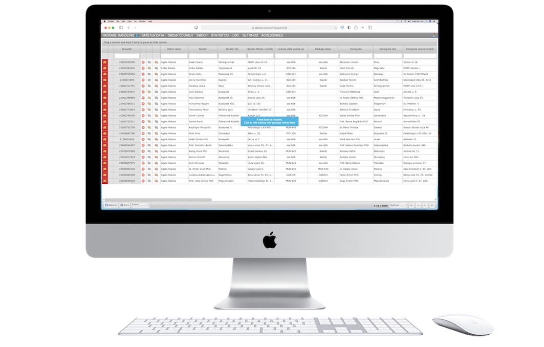 Courier Software Dispatcher interface