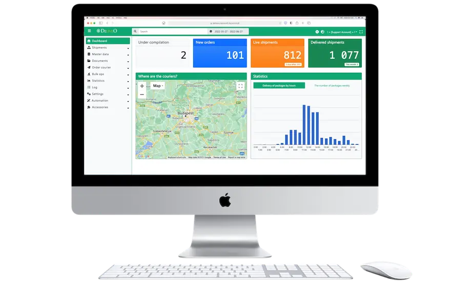 Deliveo futár szoftver - Dashboard